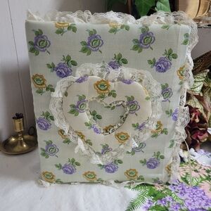 Vintage Fabric-covered Photo Album with a floral pattern and lace trim
